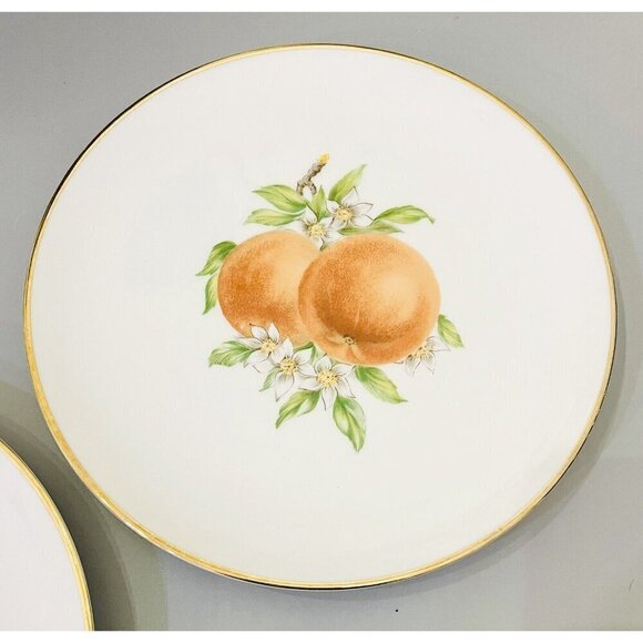 Vintage Hutschenreuther Selb Bavaria Set 5 Fruit Orchard Dessert Plates 8” Gold - Picture 5 of 9